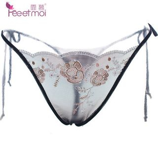 C'est MOI Sheer Embroidered Thong