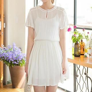 Cherry Dress Cutout Short-Sleeve Chiffon Dress