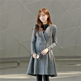 Styleberry Collarless Double-Breasted Coat
