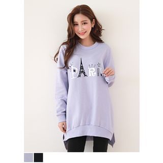 J-ANN Beaded Lettering Print Sweatshirt