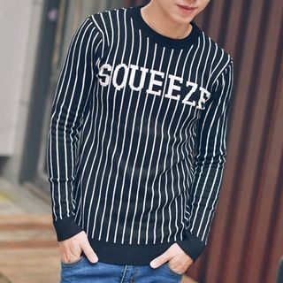 SeventyAge Striped Lettering Sweater
