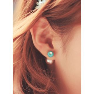 kitsch island Gemstone Faux-Pearl Clutch Earrings