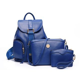 LineShow Set: Faux Leather Backpack + Shoulder Bag + Pouch