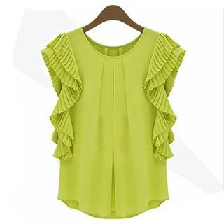 Rebecca Cap-Sleeve Chiffon Blouse