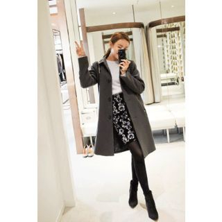 CHERRYKOKO Wool Blend Single-Breasted Coat