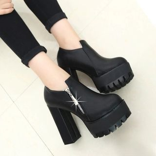 Amy Shoes Chunky Heel Platform Ankle Boots
