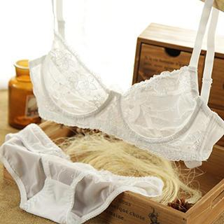 HYG Lingerie Set: Sheer Lace Bra + Panties