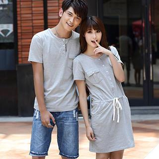 Igsoo Couple Short-Sleeve Henley / T-Shirt Dress