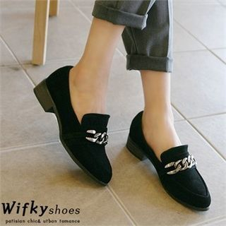 Wifky Chain-Accent Genuine-Suede Loafers