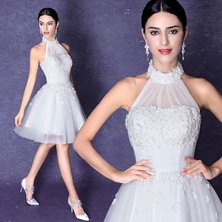 Angel Bridal Halter Rosette Cocktail Dress