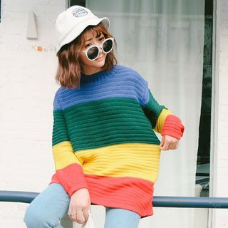 Porta Rainbow Color Long Knit Top