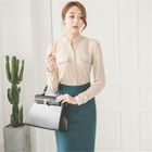 Puff-Shoulder Flap-Front Chiffon Blouse от YesStyle.com INT Puff-Shoulder Flap-Front Chiffon Blouse от YesStyle.com INT