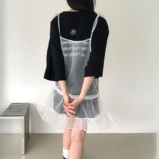 Spaghetti Strap Sheer Mini Dress