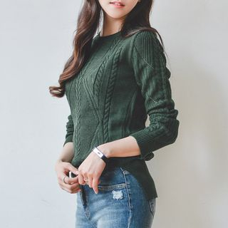 JUSTONE Dip-Back Pointelle-Knit Top