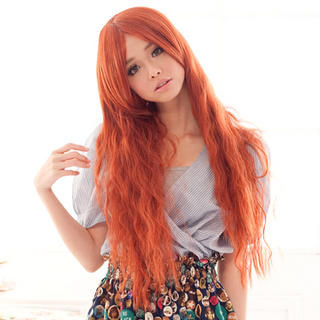 Clair Beauty Long Full Wigs - Wavy Orange Red - One Size