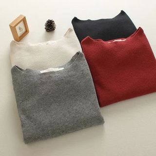 Mushi Long-Sleeve Slit Knit Top
