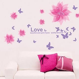 LESIGN Flower & Butterfly Print Wall Sticker