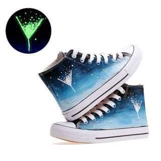 HVBAO Painted High-Top Lace-Up Canvas Sneakers