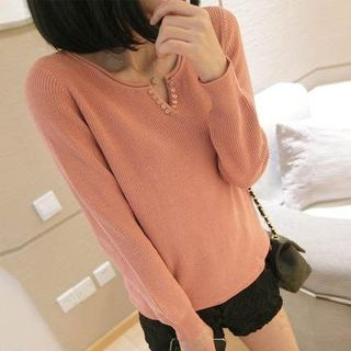 Soft Luxe Long-Sleeve Notch Neck Knit Top