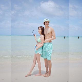 Blue Lagoon Couple Matching Patterned Bikini / Swim Shorts