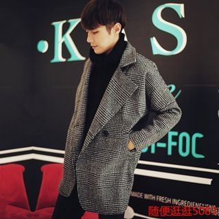 MRCYC Notched-Lapel Buttoned Houndstooth Coat