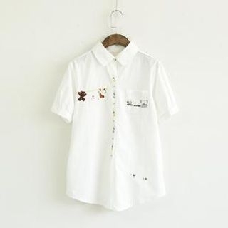 Ranche Short-Sleeve Bear Embroidered Shirt