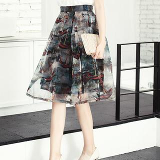 Romantica Printed Pleated Midi Skirt