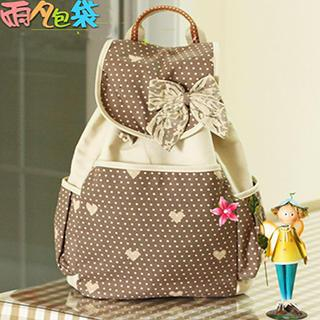 Canvas Love Bow-Accent Printed Canvas Backpack