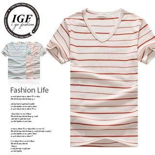 I Go Fashion Short Sleeve Striped T-Shirt