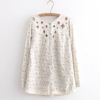 Aigan Long-Sleeve Embroidered Print Blouse