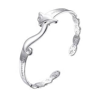 BELEC White Gold Plated 925 Sterling Silver Fox Bangle (15g)