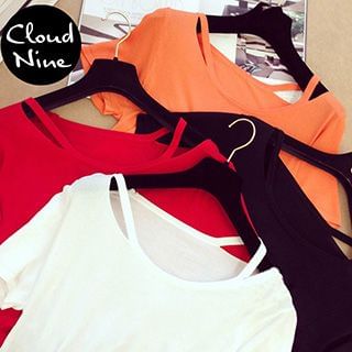 Cloud Nine Short-Sleeve Cut Out Knit Top