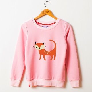 Onoza Fox Print Fleece-Lined Pullover