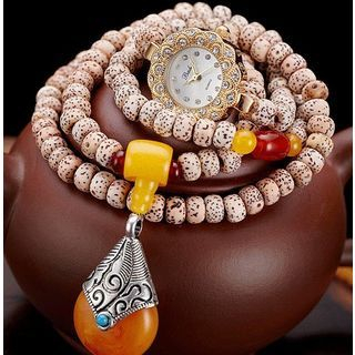 Nanazi Jewelry Beaded Bracelet Rhinestone Watch