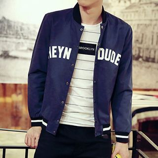 Newlook Contrast-Trim Lettering Baseball Jacket