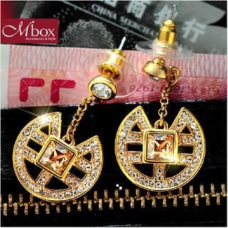 Mbox Jewelry Swarovski Elements Crystal Lucky Coin Drop Earrings