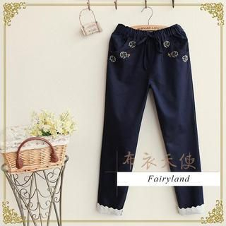 Fairyland Drawstring Embroidered Pants