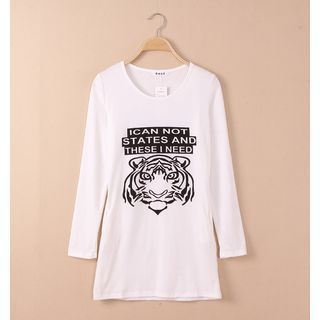 QZ Lady Long-Sleeve Printed Long T-Shirt