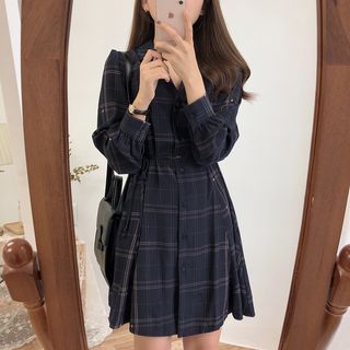 Plaid Button-Up Mini Dress