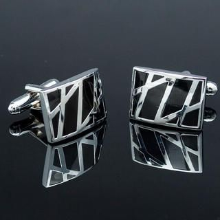 Xin Club Contrast-Color Cuff Link Black, Silver - One Size