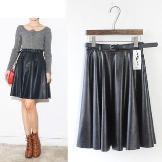 trendedge Faux Leather Skirt with Belt
