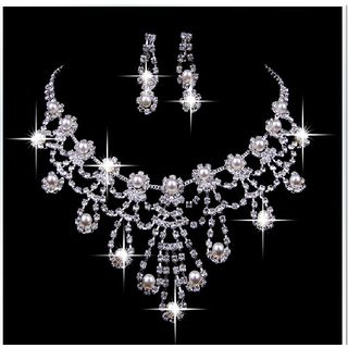 Posh Bride Bridal Set: Faux Pearl Necklace + Earrings