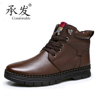 Taine Lace-Up Short Genuine Leather Boots