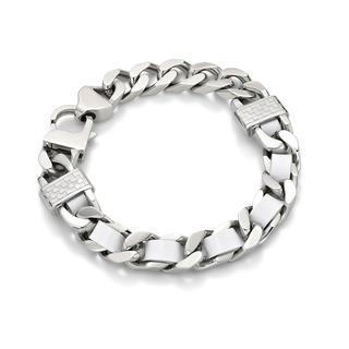 Kenny & co. White Leather Screw Bracelet (L) White - L