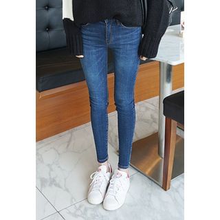 OZNARA Brushed-Fleece Skinny Jeans