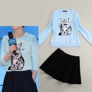 Lumini Set: Cat Sweatshirt + Skirt