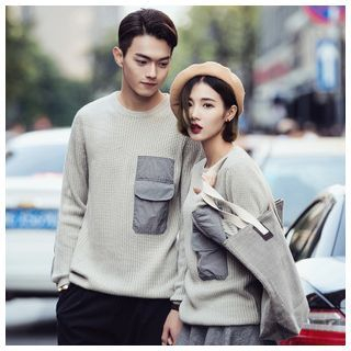 Simpair Couple Matching Pocket-detail Sweater