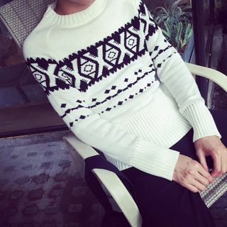 NAPO Patterned Mock-neck Sweater
