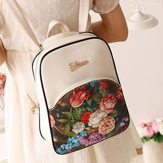 Canvas Love Faux-Leather Floral Backpack