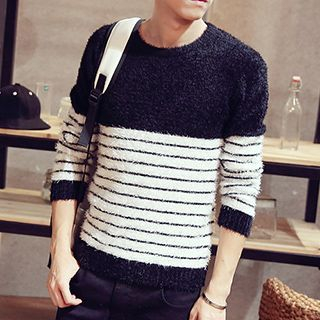 Besto Long-Sleeve Stripe Mohair Sweater
